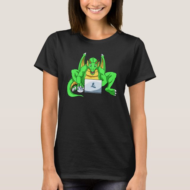 Dragon Winged Flying Fire Breathing Mythical Creat T-Shirt (Front)