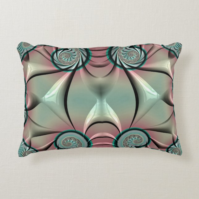 ~DRAGON WINGS Green Pink ~ Fractal Design ~ Accent Pillow (Front)
