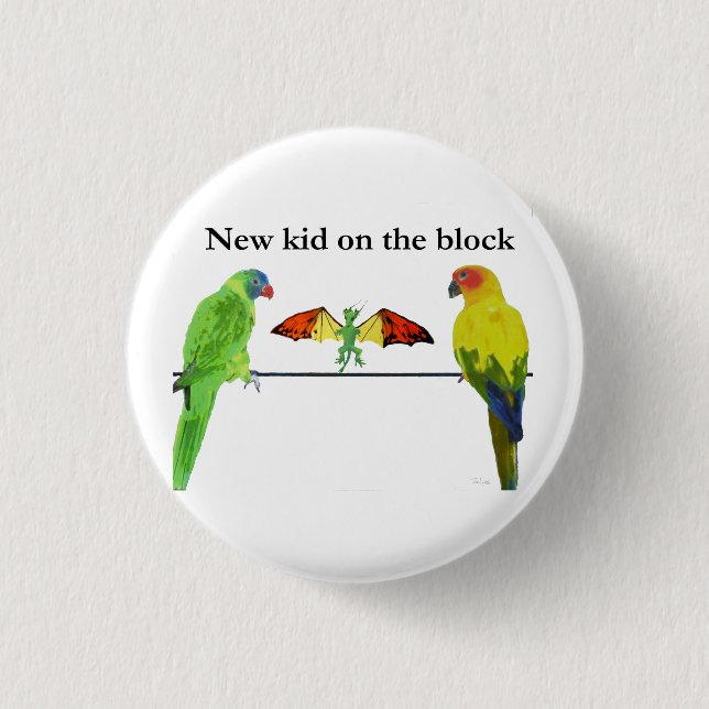 Dragon with Birds 1 Inch Round Button (Front)