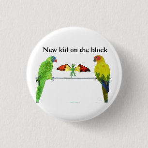 Dragon with Birds 1 Inch Round Button