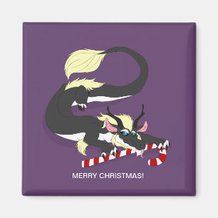 DRAGON WITH CANDY CANE MAGNET