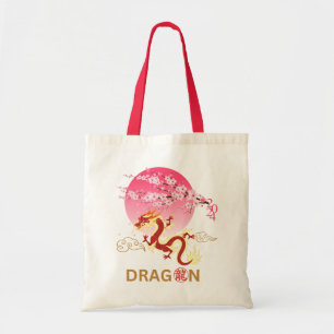 Dragon with Cherry Blossom Tote Bag