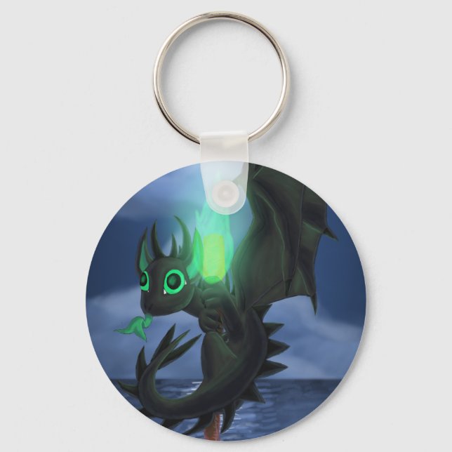 Dragon With Green Fire Keychain (Front)