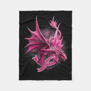 Dragon With Ribbon Breast Cancer Awareness Fleece Blanket