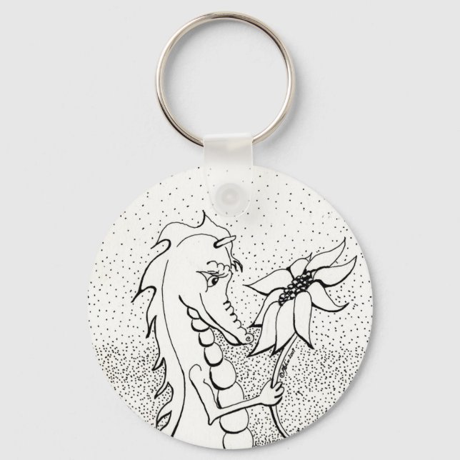 Dragon with Sunflower Keychain (Front)