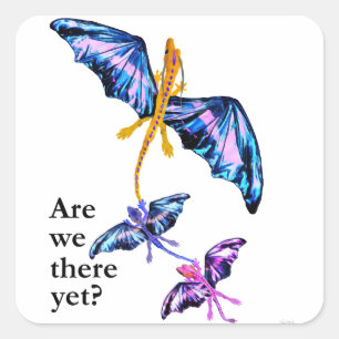 Dragon With Two Kids Square Sticker