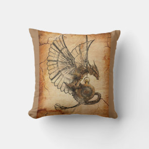 Dragon with wings throw pillow