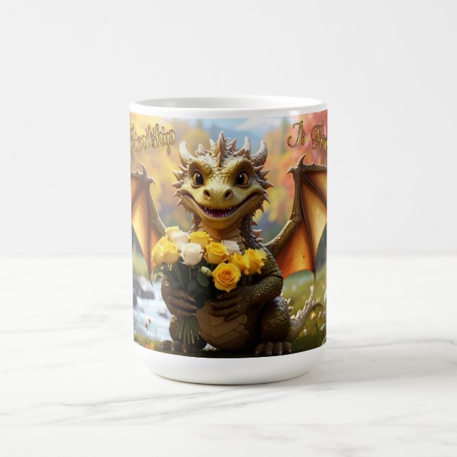 Dragon with yellow roses. 15-ounce mug (Centre)