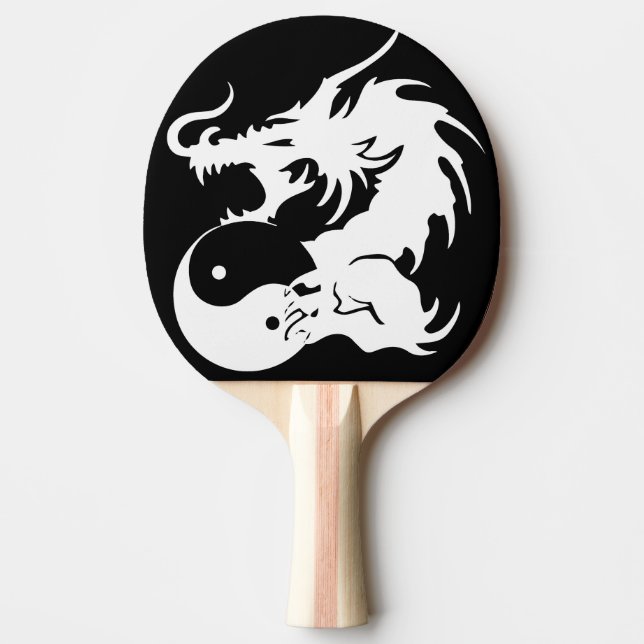 dragon with ying yang tribal tattoo ping pong paddle (Front)