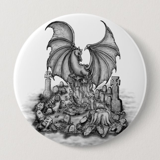 Dragon with Zombie 4 Inch Round Button (Front)