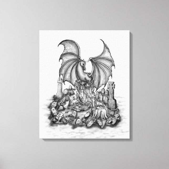 Dragon with Zombie Canvas Print (Front)