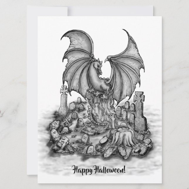 Dragon with Zombie flat card (Front)