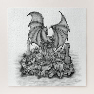 Dragon with Zombie Jigsaw Puzzle
