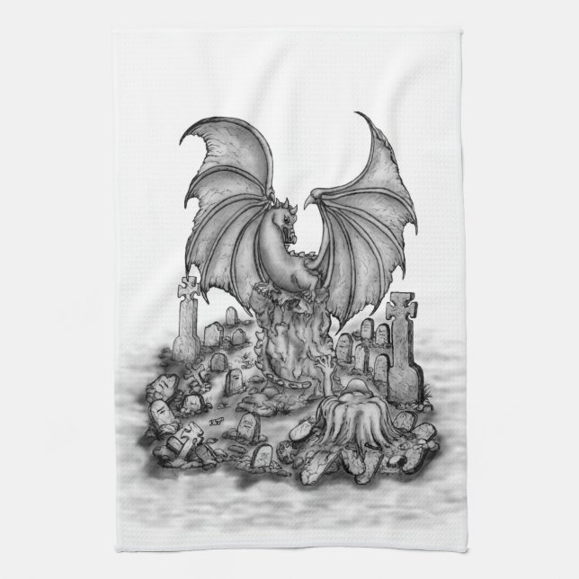 Dragon with Zombie Kitchen Towel (Vertical)