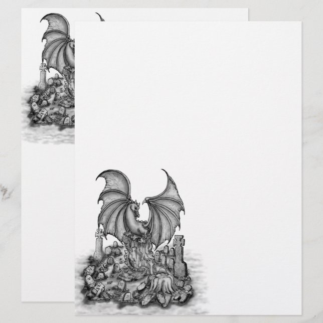 Dragon with Zombie Letterhead (Front/Back)