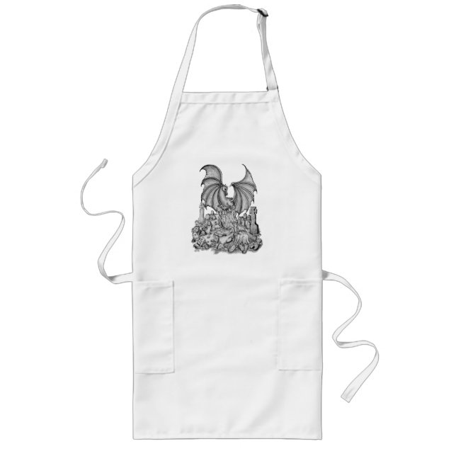 Dragon with Zombie Long Apron (Front)