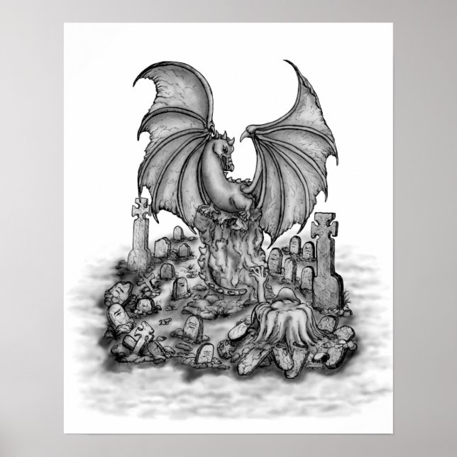 Dragon with Zombie Poster (Front)