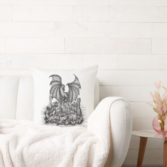Dragon with Zombie Throw Pillow (Couch)