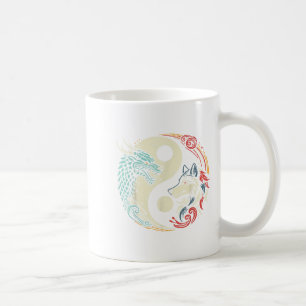 Dragon Wolf Yin Yang Chinese Mythical Zen Men Wome Coffee Mug