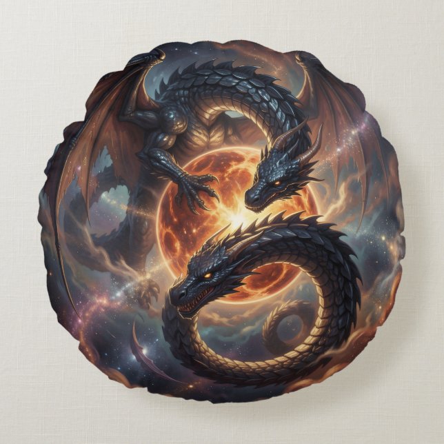 Dragon World - The Realm of Fire and Magic´3 Round Pillow (Front)