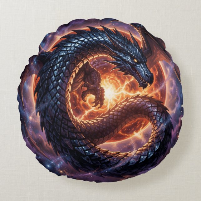 Dragon World – The Realm of Fire and Magic´3 Round Pillow (Front)