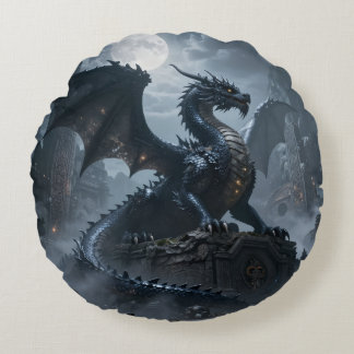 Dragon World – The Realm of Fire and Magic Round Pillow