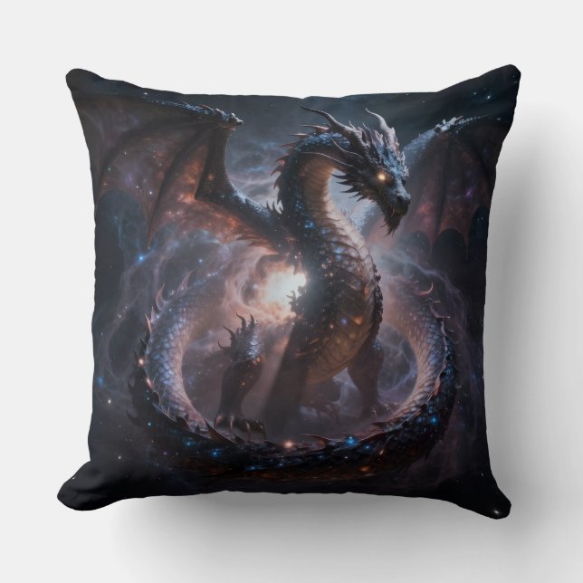 Dragon World – The Realm of Fire and Magic Throw Pillow (Front)