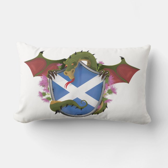 Dragon wrapped around Scottish Shield Lumbar Pillow (Front)