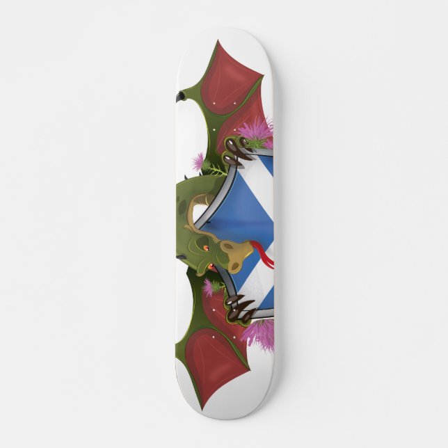 Dragon wrapped around Scottish Shield Skateboard (Front)