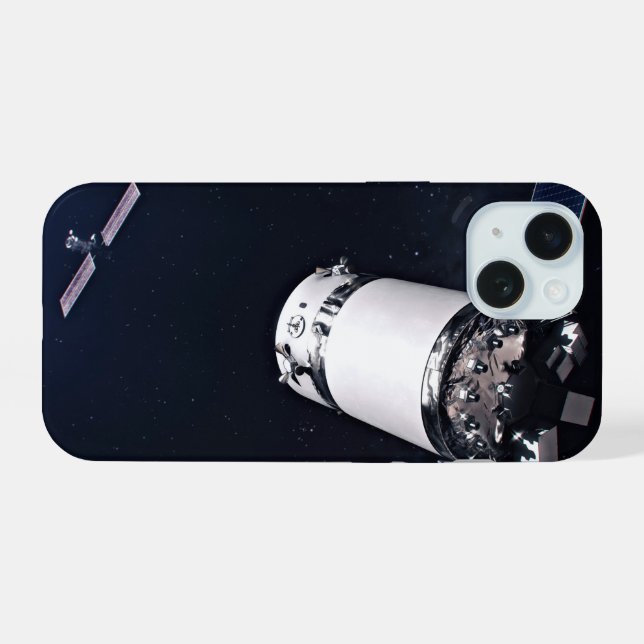 Dragon Xl Spacecraft Approaching A Lunar Gateway. iPhone 15 Case (Back Horizontal)
