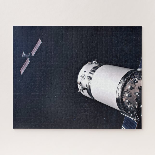 Dragon Xl Spacecraft Approaching A Lunar Gateway. Jigsaw Puzzle (Horizontal)