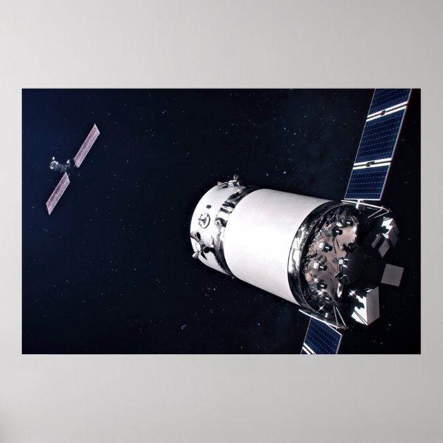 Dragon Xl Spacecraft Approaching A Lunar Gateway. Poster (Front)