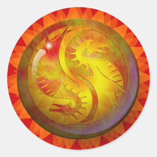 Dragon Yin Yang Classic Round Sticker