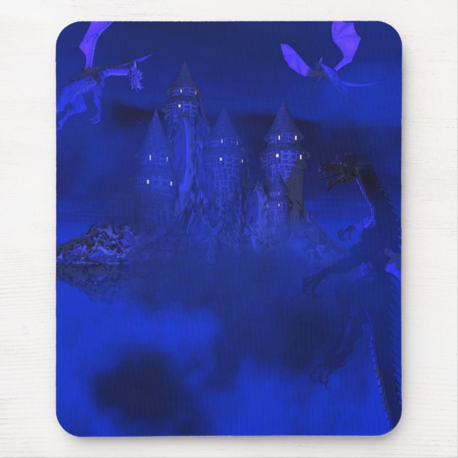 Dragoncats Blue Mist Dragon Fantasy Mousepad (Front)