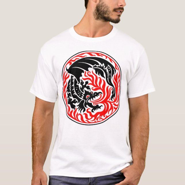 Dragoncircle - Black with Red Fire T-Shirt (Front)