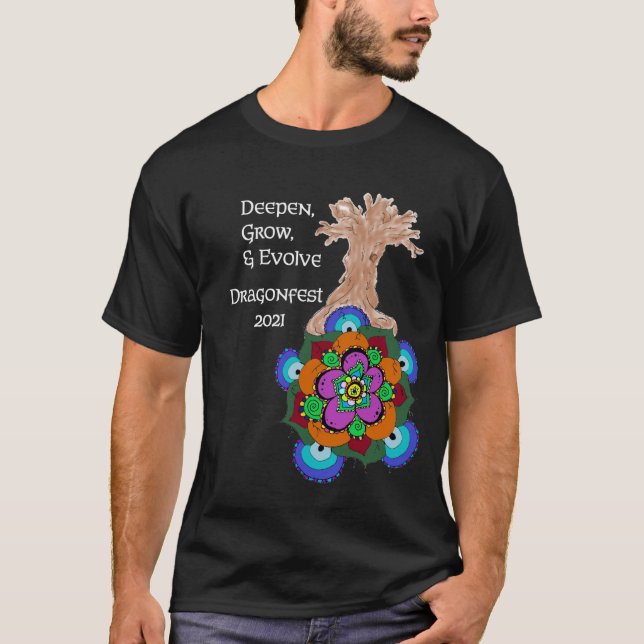 Dragonfest 2021 Deepen Grow & Evolve - Dark shirt (Front)