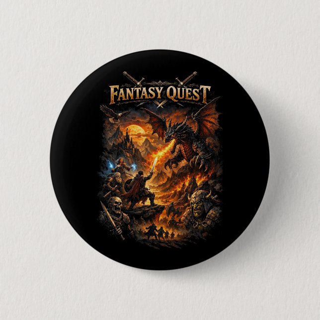Dragonfire Quest 2 Inch Round Button (Front)