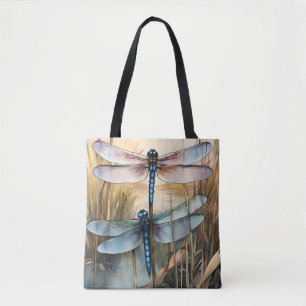 Dragonflies Among the Cattails and Reeds Tote Bag