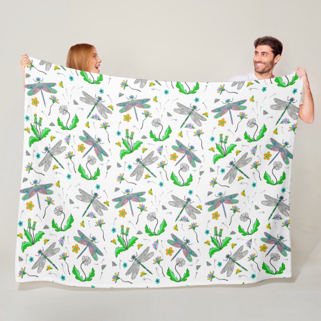Dragonflies and Dandelions  Fleece Blanket (In Situ)