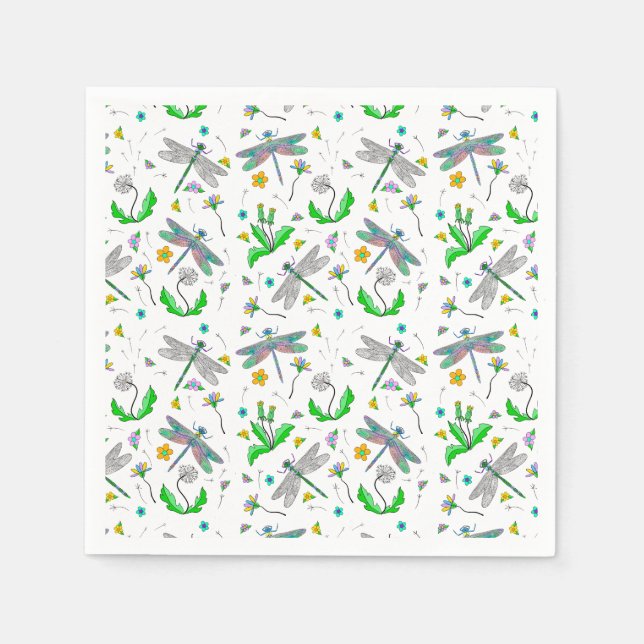 Dragonflies and Dandelions Napkin (Front)