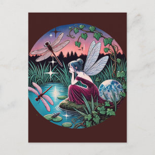 Dragonflies and Fairy                              Postcard