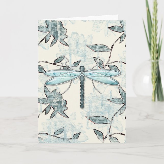 Dragonflies and Floral Pattern | Greeting Cards (Front)