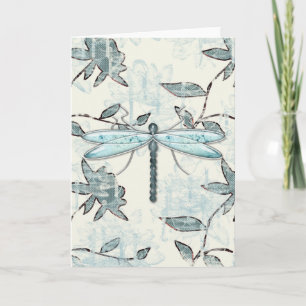 Dragonflies and Floral Pattern   Greeting Cards