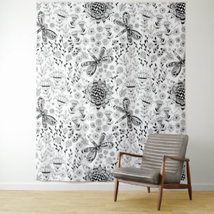 Dragonflies and flowers tapestry