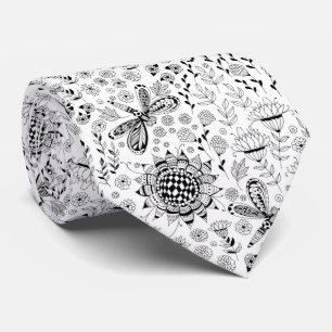 Dragonflies and flowers tie