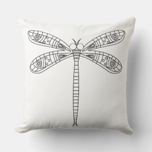 Dragonflies and Lilies - Fabric Painting Throw Pillow