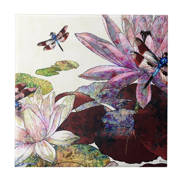 DRAGONFLIES AND LOTUS.jpg Tile (Front)