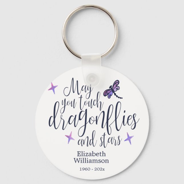 Dragonflies And Stars Quote Memorial Keychain (Front)
