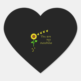 Dragonflies and Sunflower You Are My Sunshine (2) Heart Sticker