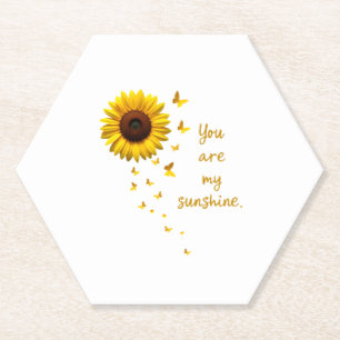 Dragonflies and Sunflower You Are My Sunshine Paper Coaster